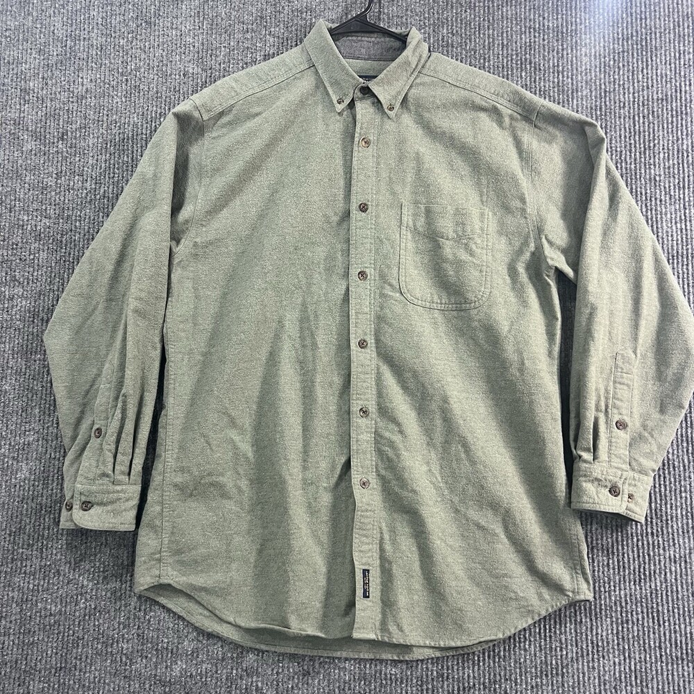 Vintage Woolrich Cotton Flannel Green Shirt Men's Size Large Made In USA See Pic